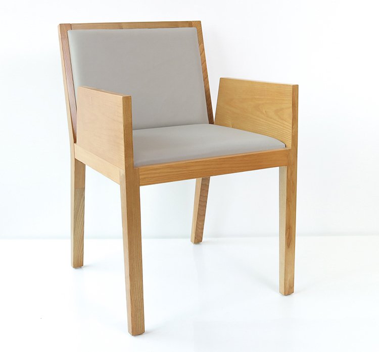 Dubai Hotel Popular Light Oak Solid Wood Dining Chair With Armrest - Image 5