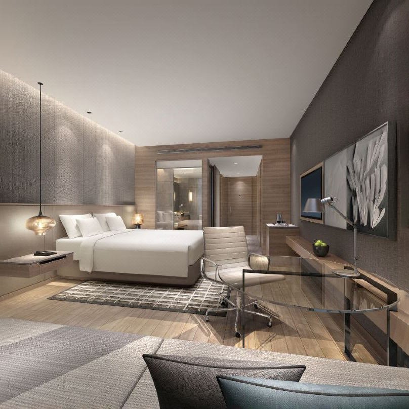 Modern Design Hotel Room Furniture Set King Size Bed Wooden Headboard Panel Bedroom Sets 5 Star Hotel Furniture